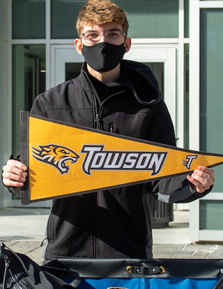 Student with pennant