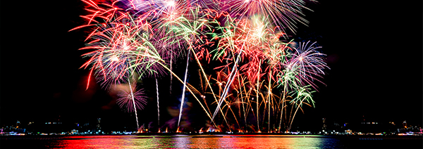 Fireworks over water