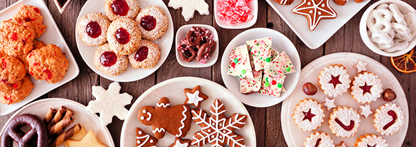 table scene of assorted sweets and cookies