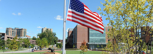 Flag at halfstaff on TU campus