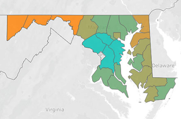 Map of MD by county