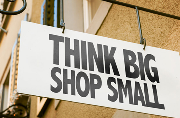 sign reading Think Big Shop Small
