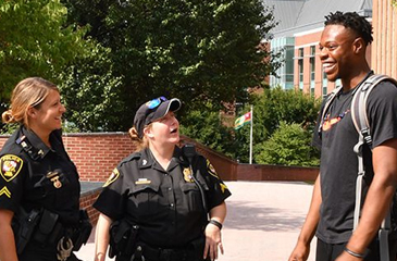 TUPD chatting with students