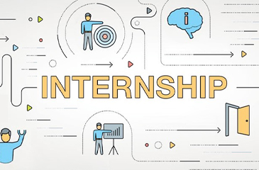 The word 'Internship' surrounded by tasks